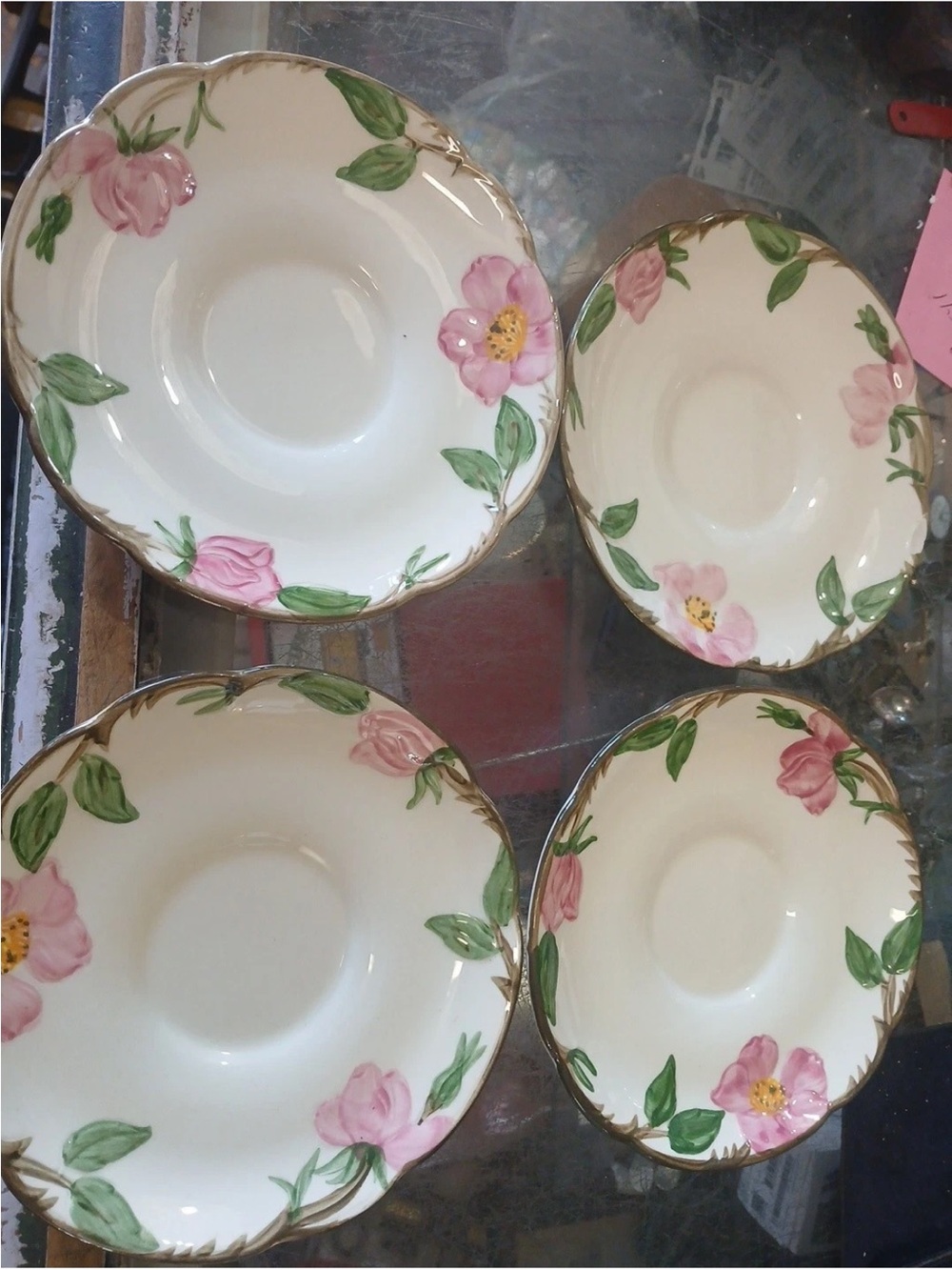 4 Franciscan Desert Rose Saucers. Mixed vintage. Replacement saucers.
